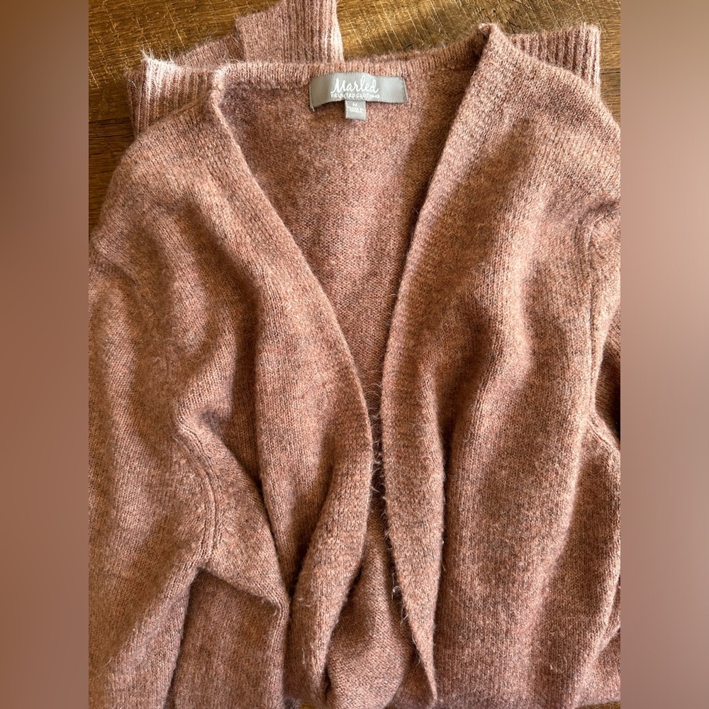 Marled Reunited Clothing Mauve Knit Duster Cardigan Sz M - Picture 3 of 4
